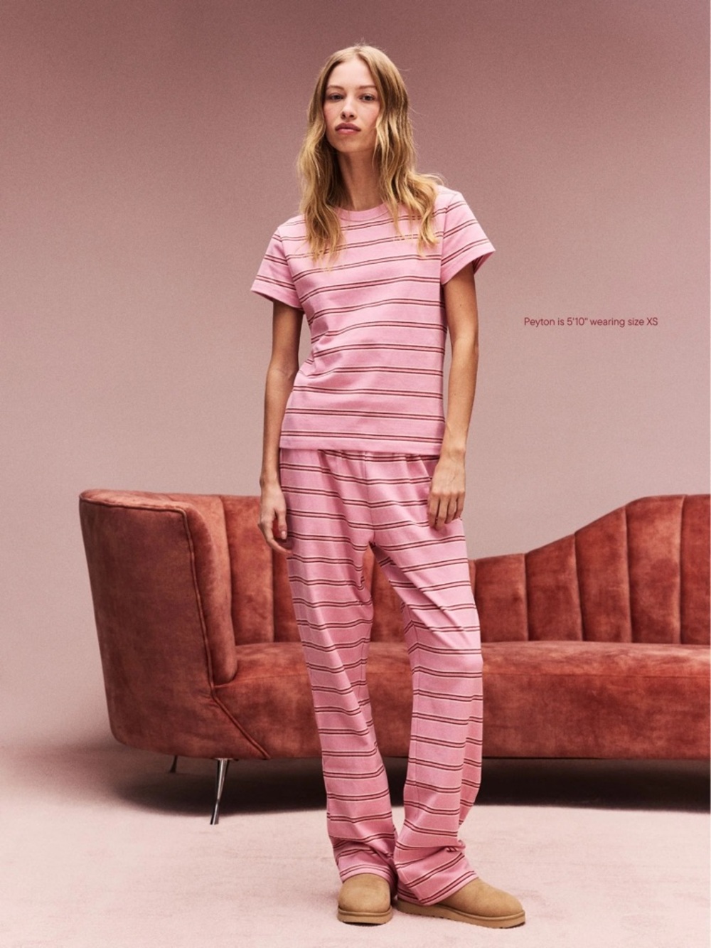 PARKE SET : Small Top & XS Bottoms Parke Valentines Pink Striped Shirt & Pants